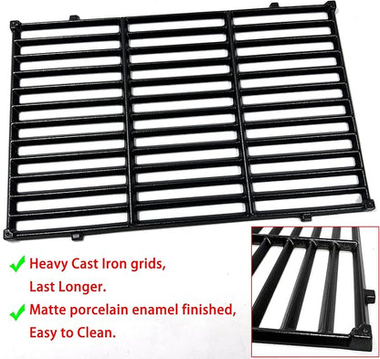 DC130 17.5" 7638 2pk Cast Iron Cooking Grill Grates Replacement for Weber Spirit 300, 310, 320 Series, Spirit 700, Genesis Silver B/C, Genesis Gold B/C, Genesis Platinum B/C Gas Grills