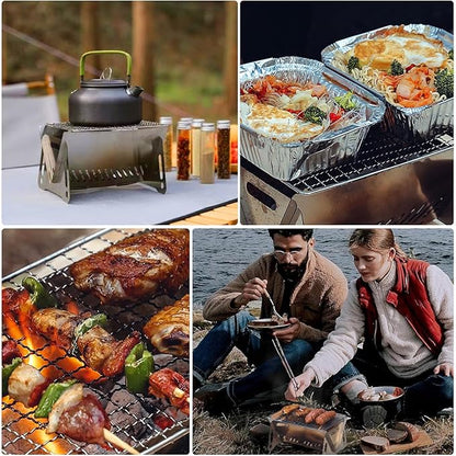 Mini Camp Grill, Portable Stainless Steel Grill, Portable Mini Grill for Outdoor Camping（Small）, Pe034-camp grill-small