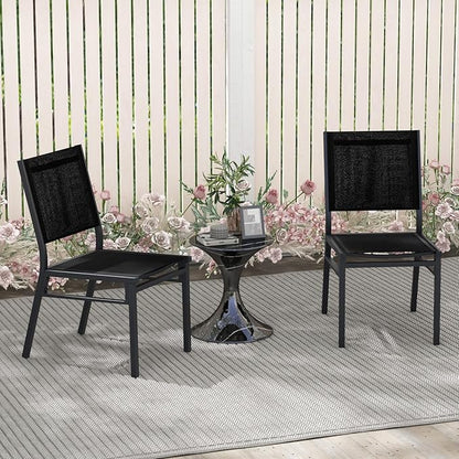 Giantex Outdoor Patio Dining Chair, Armless Dining Chair with Breathable Fabric Seat & Backrest, Heavy Duty Aluminum Frame, Outside Lightweight Patio Chairs for Porch Balcony Garden Yard Poolside