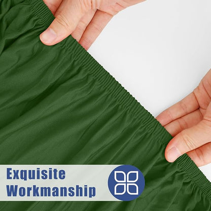 Moosfor 2 Pack Rectangle Spandex Fitted Table Cloth, 8FT Elastic Tablecloth | Washable Picnic Table Cover, Stretch Waterproof Table cloths for Party, Patio, Dining, Kitchen, 30" x 96", Olive Green