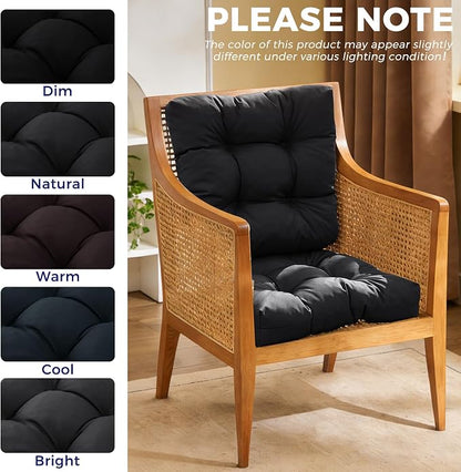 IASEAHK Outdoor Chair Cushions Set of 4, 19" x 19" x 5", Waterproof Outdoor Seat Cushions for Patio Furniture, Fade-Resistant Patio Chair Cushion, Dining Wicker Chair Pads for Porch Garden, Black