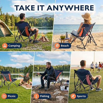 Alvantor® Camping Chair, High Back Folding Beach Chair Breathable for Outdoor, Ergonomic Backrest, Easy Use Portable Lawn Chair Seat for Travel, Fishing, Pinic, Sports Events, 20"x28"x28"