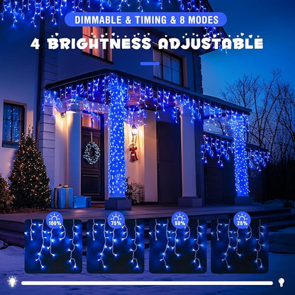 JMEXSUSS 800 LED Blue Icicle Christmas Lights Outdoor | Icicle Lights for Outside with 160 Drops, Christmas String Lights Indoor Outdoor for Party Holiday Christmas Decoration