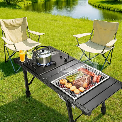 Portable Charcoal Grill, Camping Charcoal Grill for IGT Table, Folding Barbecue Grill, Outdoor Tabletop BBQ Grill,Backpacking BBQ Grill with Carry Bag, for Outdoor Cooking Picnics Beach