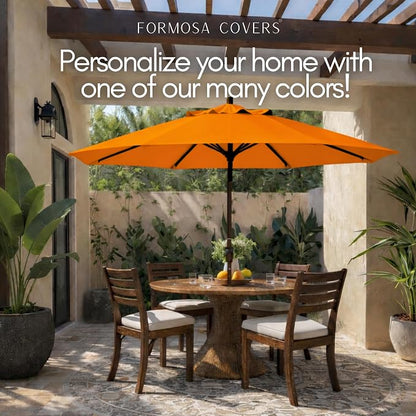 Formosa Covers 9ft 6 Ribs Market Patio Umbrella Replacement Canopy - Top Canvas - 600D UV Protective and Water Resistant Umbrella Fabric - Premium Quality Replacement Canopy Cover ONLY (Orange)