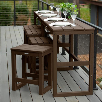 highwood Monroe 6-Piece Counter Height Modern Balcony Set, 2 Tables and 4 Stools, Weathered Acorn