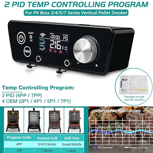 WiFi Controller for Pit Boss Vertical Series 3 4 5 7 Pellet Smoker Thermostat Control Panel Board with Temperature Probe Grill Replacement Parts 3.5mm-Plug BBQ Accessories