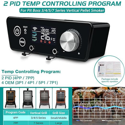 WiFi Controller for Pit Boss Vertical Series 3 4 5 7 Pellet Smoker Thermostat Control Panel Board with Temperature Probe Grill Replacement Parts 3.5mm-Plug BBQ Accessories