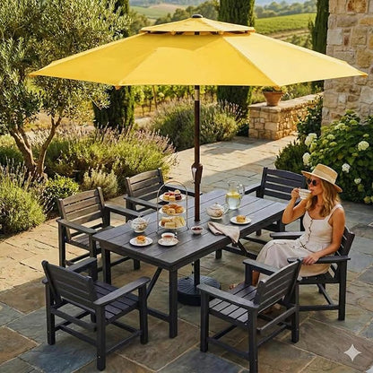 Patio Umbrella, 2 Tier Outdoor Table Umbrella, Large Vented Market Umbrellas with Push Button Tilt and Crank, 8 Sturdy Ribs for Backyard, Deck, Pool, UPF50+ UV Protection