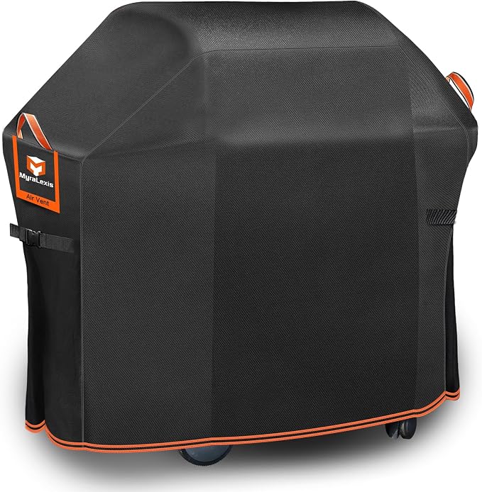 58" BBQ Grill Cover for Outdoor Grill 1000D Heavy Duty Waterproof | Fits Weber Genesis II, LX 300, Genesis 300 Series Gas Grills, Tear & Fade Resistant 7130 Grill Cover with Buckles, Air Vents