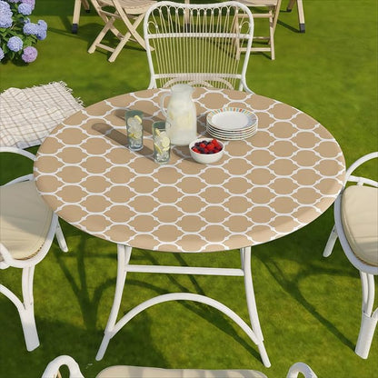 opstellen Fitted Round Tablecloth Weather Proof Table Cloth Heavy Duty Polyester Indoor Outdoor Circle Cover for 45-54" Tables Outside Parties Gear Gifts Spring Summer Fall Picnic Garden Necessities