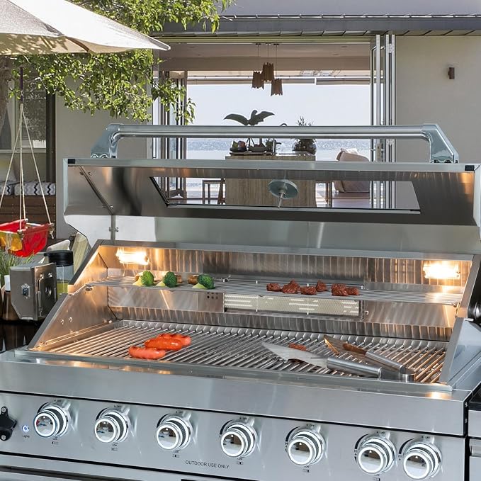 104" Modular Outdoor Kitchen Island With Grill And Side Burner, 4-burner 72,000 Btu Propane Bbq Island, Refrigerator, Separate Sink & Prep Station, For LP-Silver 85000BTU/101 Inch