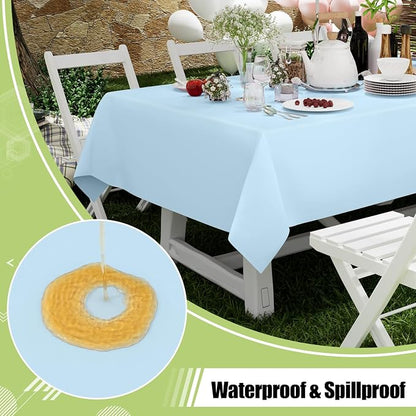 Smiry Disposable Table Cloth - 10 Pack, 54 x 108 Inch Waterproof Rectangle Tablecloths for Parties, Decorative Plastic Table Cover, Leakproof & Sturdy, Baby Blue
