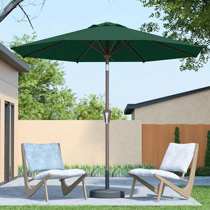 10FT Patio Umbrella Outdoor Market Umbrella with Crank and Tilt, 8 Flexible Fiberglass Ribs, UV-Resistant Waterproof Canopy for Patio, Deck, Garden, Backyard, Forest Green