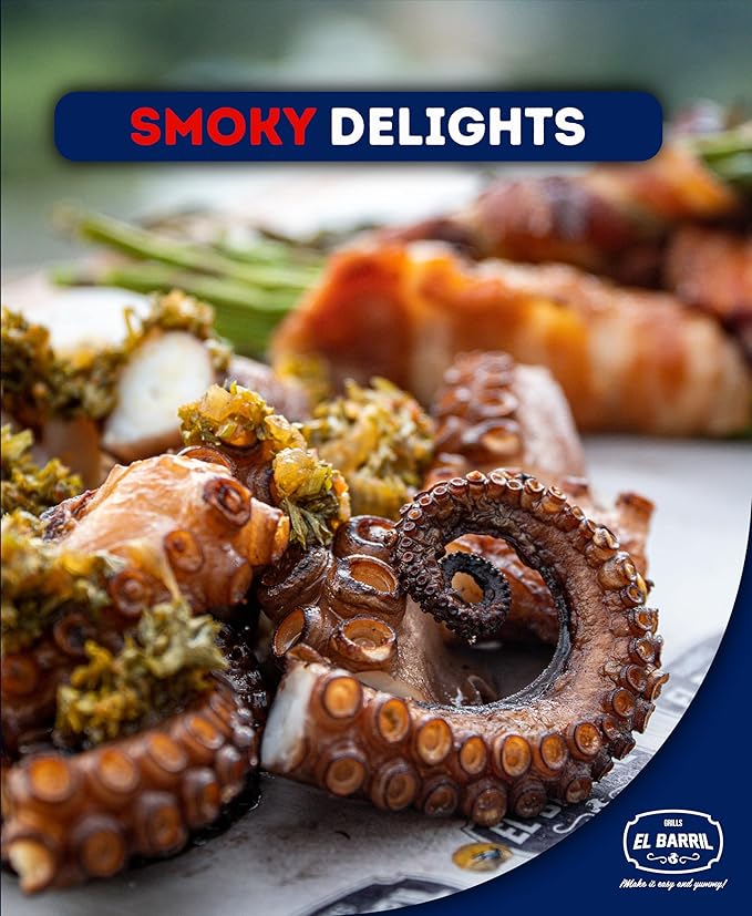 EL BARRIL 15LBS Foldable Barrel Charcoal Grill Smoker - Stainless Steel BBQ Barrel Smoker Grill with Even Heat Airflow for Juicy Tender Meat, Portable Outdoor Grill for Camping, Backyard & Tailgating