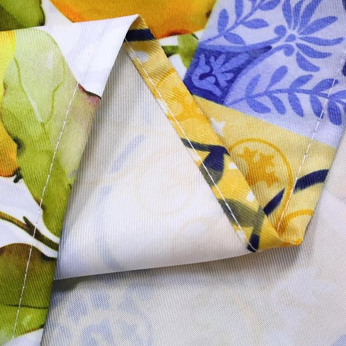 SASTYBALE Summer Lemon Tablecloth Mediterranean Tile Table Cloth, Washable Water Resistant Rectangular Italian Themed Decor Table Cover for Party/Picnic/Indoor/Outdoor (Rectangle, 60" x 102", Blue)