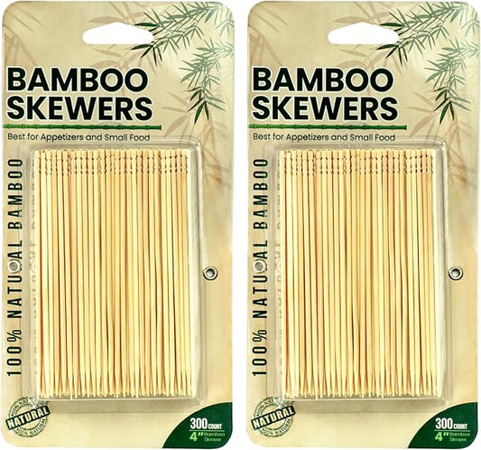 DecorRack 4” Natural Bamboo Skewers, Mini Cocktail Wood Picks, Appetizer Sticks for Sandwich, Charcuterie Boards, BBQ, Fruit Kabobs, DYI Crafting (600 Pack)
