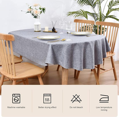 Wolkemer Faux Linen Small Oval Tablecloth 52 x 70 Inch Grey Table Cloths | Heavy Duty Wrinkle Resistant Fabric Table Cloth, Farmhouse Rustic Oval Table Cover for Kitchen Dining Indoor Outdoor Tabletop