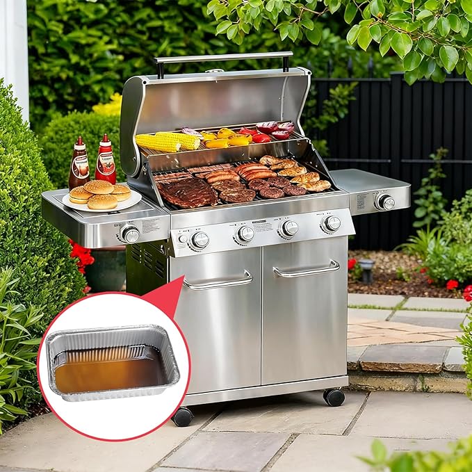 20Pcs Drip Pans Liners for Most Monument Grills 24367 13762 Accessories, Universal Aluminum Grease Tray for Monument 35633 24633 17842 25392 14633 41847NG Parts and More, Foil Liners 8.4''L x 5.8''W