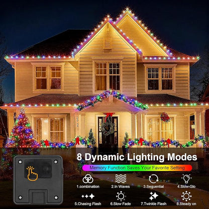 2 Pack Solar String Lights for Outside,Each 33Ft 100 LED Solar String Lights Outdoor Waterproof with 8 Modes,Solar Lights Outdoor for Patio, Garden, Tree, Party Decor-Multicolor