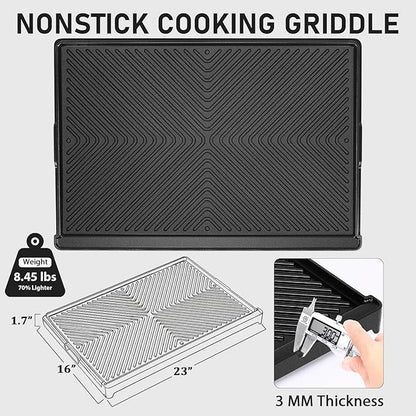 Cast Aluminum Reversible Griddle Pan for gas and electric stove stovetop cooking, Easy-Check Fit Accessory for Outdoor Cooking or Use