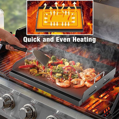 Griddle for Gas Grill, 17" x13” Universal Griddle Flat Top Plate with Removable Handles for Charcoal/Gas Stove, Nonstick Coating Cooking Griddle Plate Insert for Camping, Tailgating, Parties