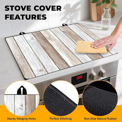 Stove Top Cover Retro Flower Gas Stove Top Cover for Home Decoration Kitchen Pad Non-Stick Washable Cooktop Covers Countertop Protector Keep Stove Clean 28"x20" (Texture-3)