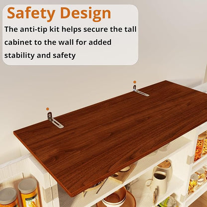 IRONCK 72" Kitchen Pantry Cabinet with Sliding Rack & Adjustable Shelves | Kitchen Storage Cabinets with Drawers and Door Shelves, Freestanding Cupboard for Dining Room, Living Room, White