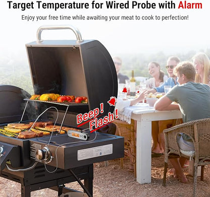 TempPro TP610 Rechargeable Instant Read Meat Thermometer with Foldable Probe & Wired Leave-In Probe, Waterproof Cooking Thermometer with Alarm & Backlit for BBQ Grill Smoker Oven(Previously ThermoPro)