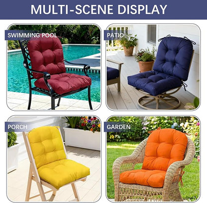 Gnostik 2 Pack Outdoor Wicker Chair Cushions Dark Green Waterproof Rocking Chair Cushion U Shaped Patio Replacement Cushions with Ties for Porch, Garden,18.6" x 18.6"