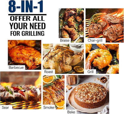Z GRILLS 2026 Upgrade 8-in-1 BBQ Pellet Grill & Smoker, 697 sq in Cooking Area, PID Auto Temperature Control, 28 lbs Hopper Capacity, Outdoor Grill, Black (Grill Cover Included)