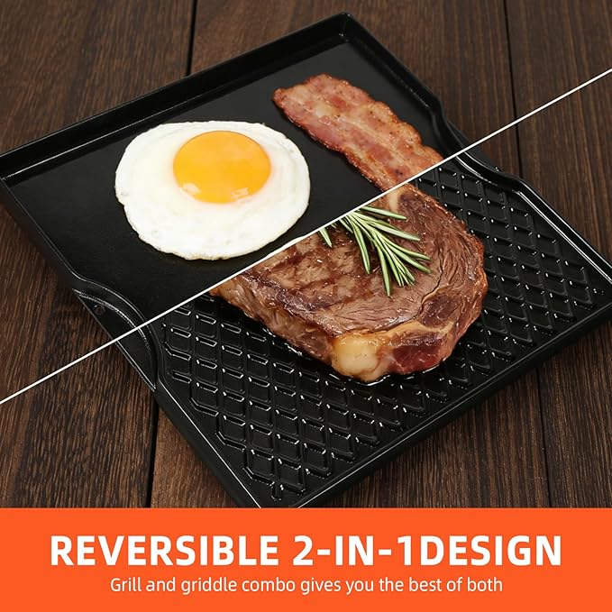 Grill Griddle for Weber Genesis 300 & 400 Series (2022+),Porcelain-Enameled Cast lron Dual Sided Sear Replacement Parts for Weber,hick Nonstick BBQ Griddle Pan,16.14" x 16.14"