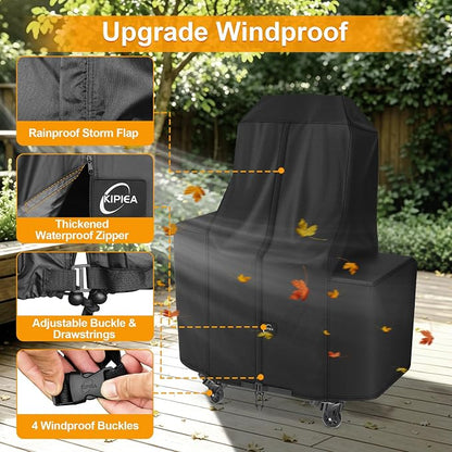 600D Pellet Grill Cover for Pit Boss Lockhart, Waterproof BBQ Smoker Cover, UV Resistant, No Tear, No Fading