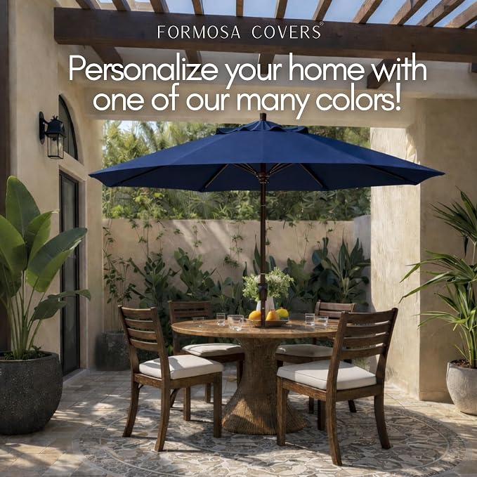 Formosa Covers 9ft 6 Ribs Market Patio Umbrella Replacement Canopy - Top Canvas - 600D UV Protective and Water Resistant Umbrella Olefin Fabric- Premium Quality Replacement Canopy Cover ONLY (Navy)