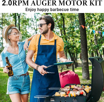 2.0 RPM Auger Motor Replacement Parts with Bushing and 2 Sets Shaft Nut & Bolt Wood Pellet Grill Smokers Barbecue Auger Motor Accessories AC120V 60Hz 2 Pole Universal Barbecue Feeding Gear