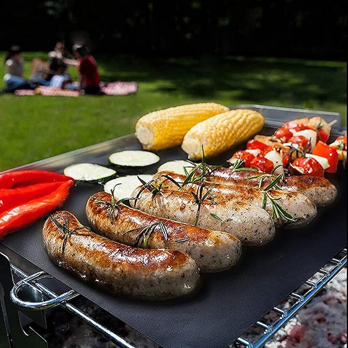 Grill Mat 6 Sets (15.7'' x 11.8'' x 0.08''), Black