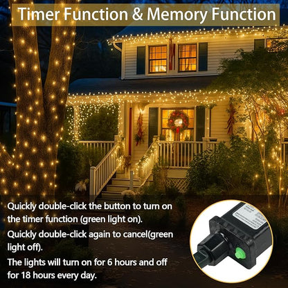 2 Pack 100 LED Connectable String Lights Indoor Outdoor, 33FT Clear Wire Christmas Lights for Bedroom, 13 Modes Twinkle Fairy String Light for Xmas Tree Wedding Party Bedroom Garden Decor (Warm White)