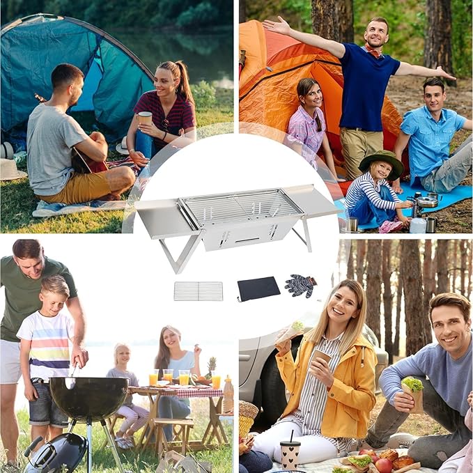 Portable Camping Charcoal Grill | Camping Grill Foldable BBQ Stove,Thickened Barbecue Thickened Barbecue For Home Use, Hiking