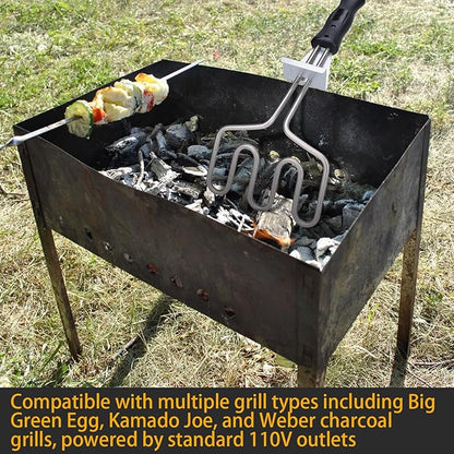 600W Electric Charcoal Starter, 37.8-inch Cord, Compatible with Big Green Egg, Kamado Joe, Weber Kettle Grills/Charcoal Grills