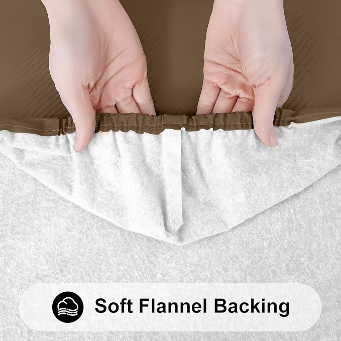 Smiry 2 Pack Rectangle Tablecloth, Elastic Fitted Flannel Backed Vinyl Tablecloths for 6ft Folding Tables, Waterproof Wipeable Table Covers for Indoor, Outdoor, Picnic and Camping (Brown, 30"x72")
