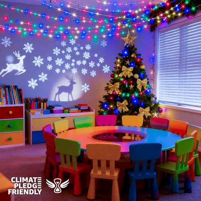 33FT 100 LED Multicolor Christmas Fairy Twinkle String Lights Indoor | 8 Modes with Memory, Connectable, IP65 Waterproof, Transparent Wire, Up to 5 Sets, Widely use for Classroom, Bedroom, dorm