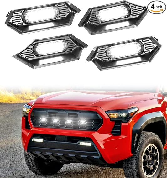 White Front Grill Lights for 2024-2026 Tacoma trdSport Off Road Sport | 4 in 1,2027 2025 tacoma trdsport raptor grills light accessories