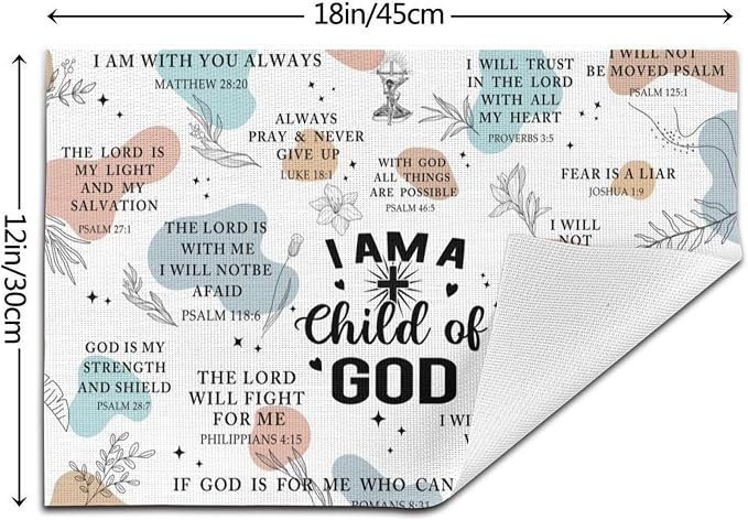 Christian Placemats Set of 4, God Table Place Mats for Kitchen | Washable Decorative Place Mats Holiday Party Farmhouse Decor Religious Happy Easter Day 12"x18"