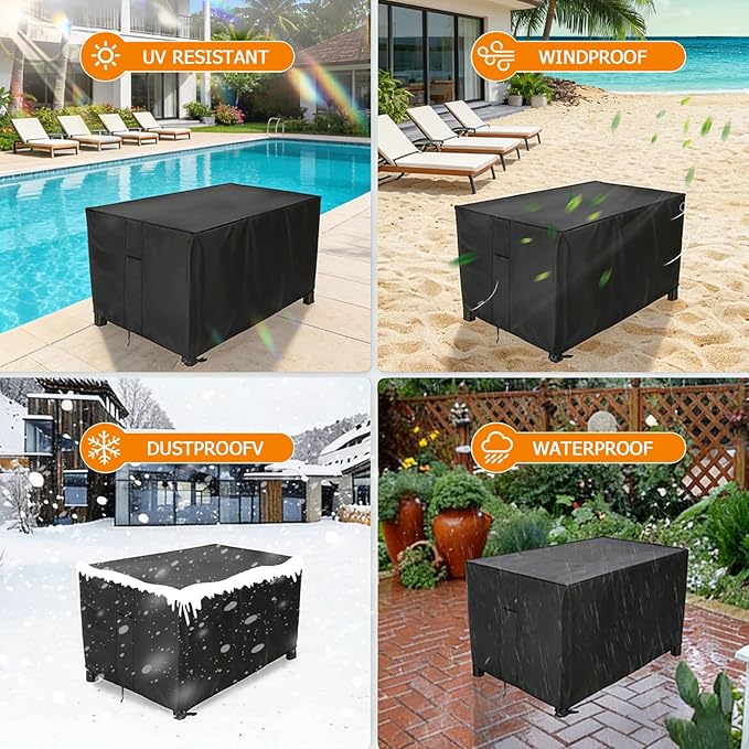 POOLTALE Outdoor prep table cover 54x23x35IN for Dining Grill Cart, Planter Boxes Stand, Raised Garden Storage Cabinet Bed, Dining Kitchen Island Stainless Steel Table Waterproof Protective, Black