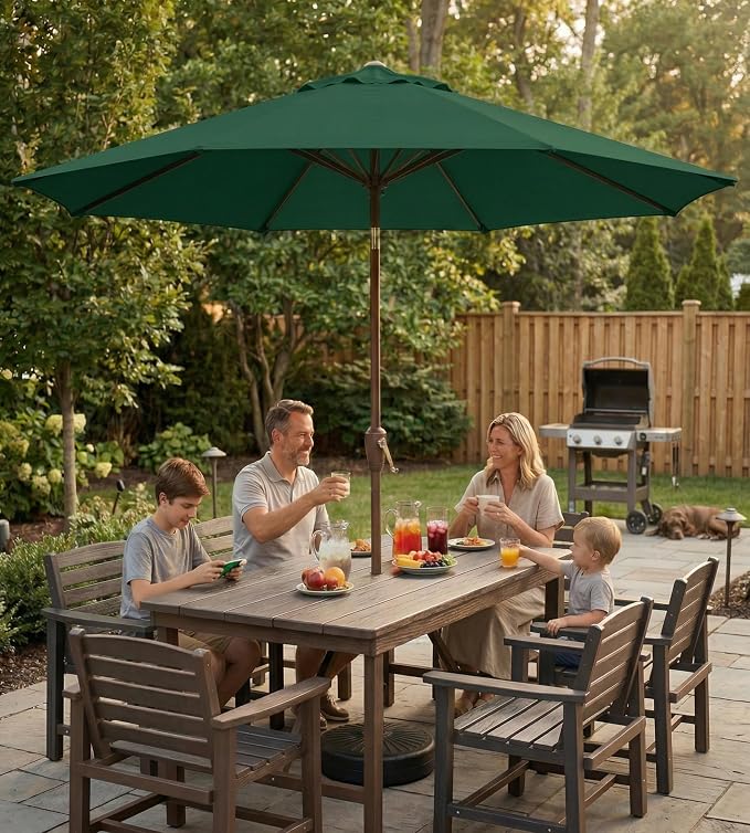 10FT Patio Umbrella, Outdoor Umbrella with Push Button Tilt and Crank, 8 Sturdy Ribs, UV Protection & Waterproof Market Umbrella for Pool, Backyard, Beach,Deck