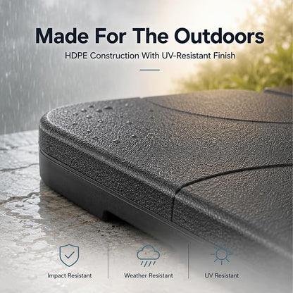 4 Pack Square Offset Cantilever Umbrella Base, Heavy Duty Water Sand Fillable Stand Supports Up to 176 Lbs, Stable Outdoor Holder for Patio Backyard Shades, Black