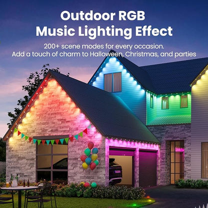 50FT Permanent Outdoor RGB Lights, Smart Outdoor String Lights with App Remote Control, 16 Million Colors & 100 Scene Modes, IP67 Waterproof Outdoor Lights for Patio Garden Yard Holiday Party Decor