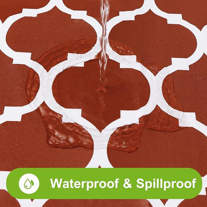 Smiry Picnic Fitted Table Cover, 8 Foot Flannel Backed Vinyl Tablecloth | Waterproof Elastic Stretch Table Cloth, Wipeable Plastic Tablecloth for Camping, Indoor & Outdoor (Rust, 30" x 96")