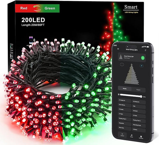 Brizled Smart Red & Green Color Changing Christmas Lights 200 LED 66 ft