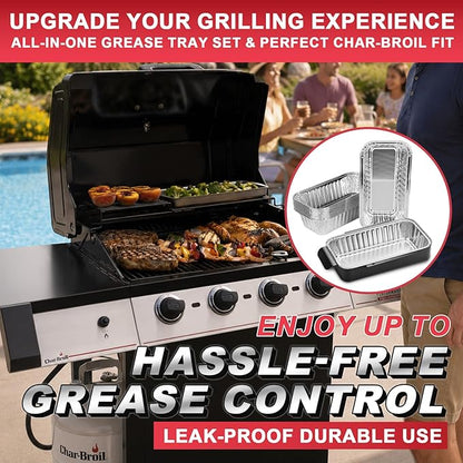 G416-0015-W1 Grill Grease Tray Replacement for CharBroil Performance 463242716 463234513 463344523 G325-5703-W1 463331221 463365021 463448021 9328812P06 Grill Parts with 10 Pack Aluminum Foil Drip Pan